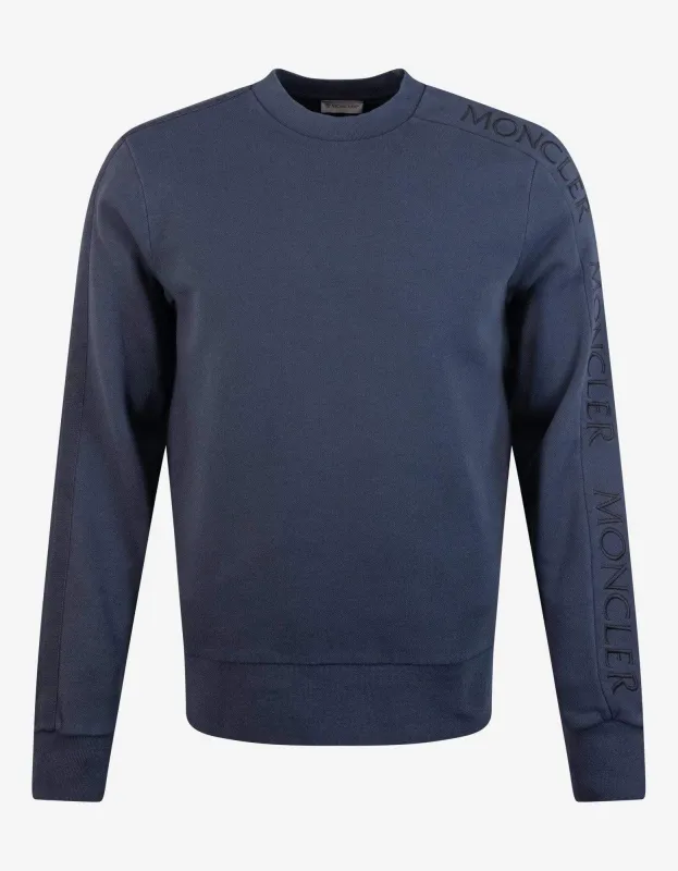 Moncler Navy Blue Sleeve Logo Sweatshirt made by Moncler