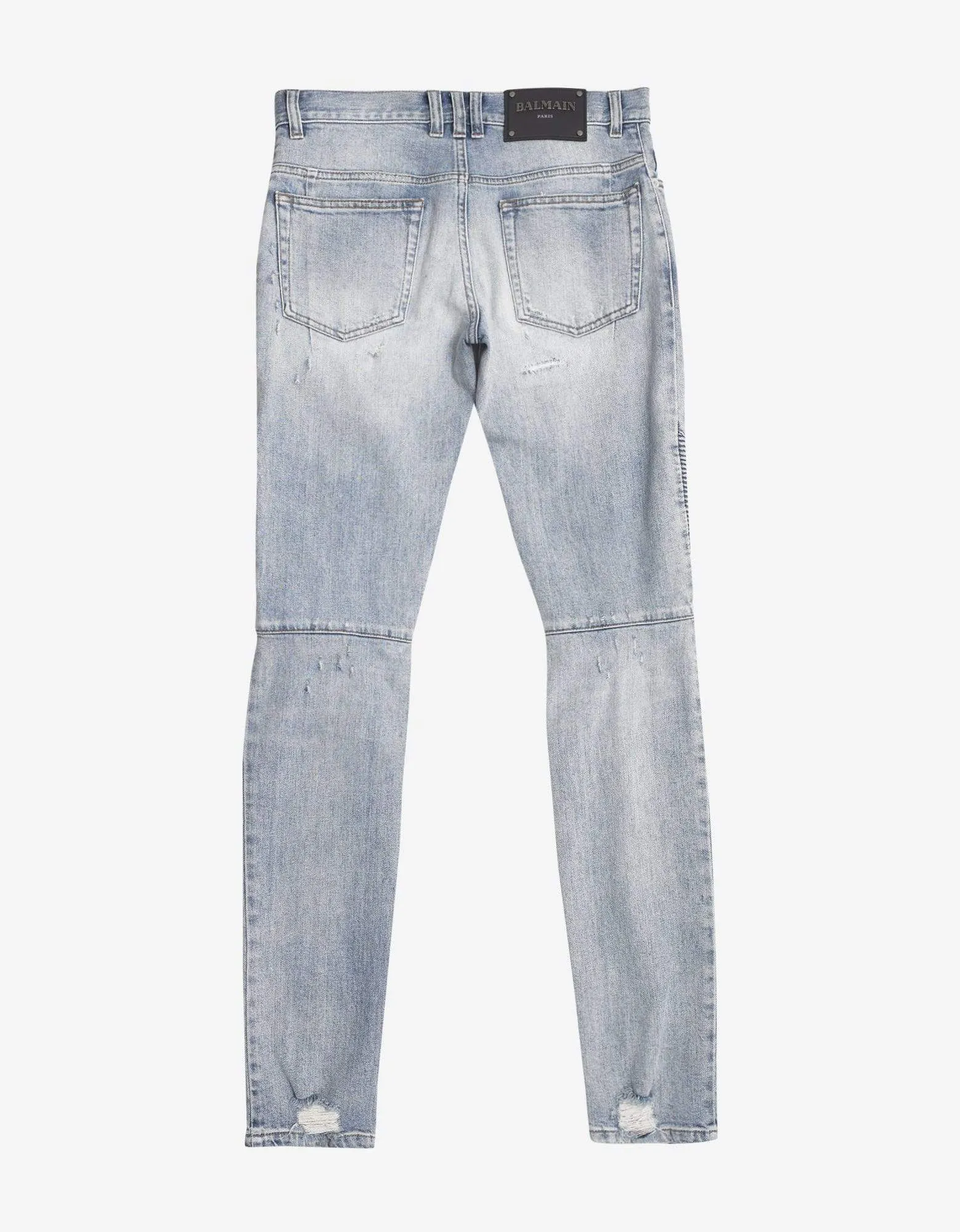 Balmain Light Blue Repaired Biker Jeans sold by Zoo Fashions product image thumbnail 2