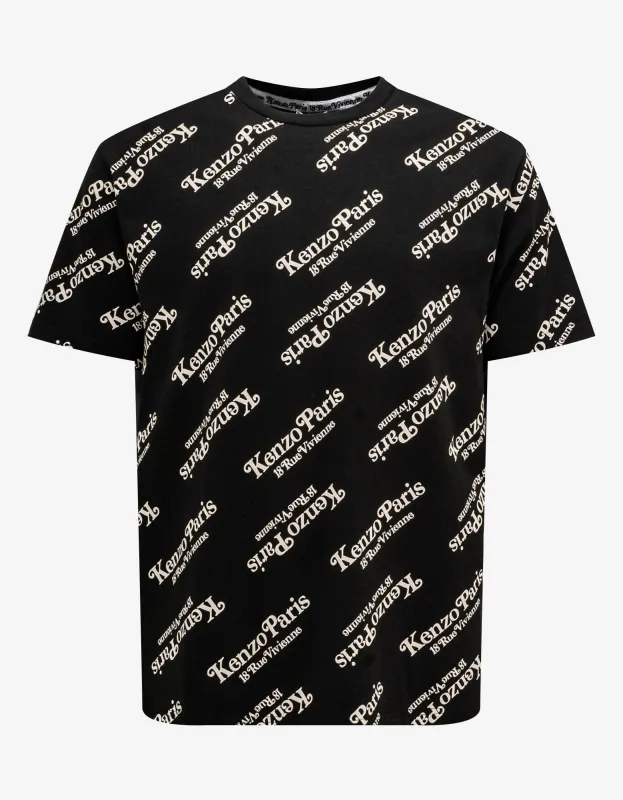 Kenzo by Verdy Black All-Over Logo Oversize T-Shirt sold by Zoo Fashions