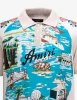 Amiri Beige Aloha Silk Polo T-Shirt sold by Zoo Fashions