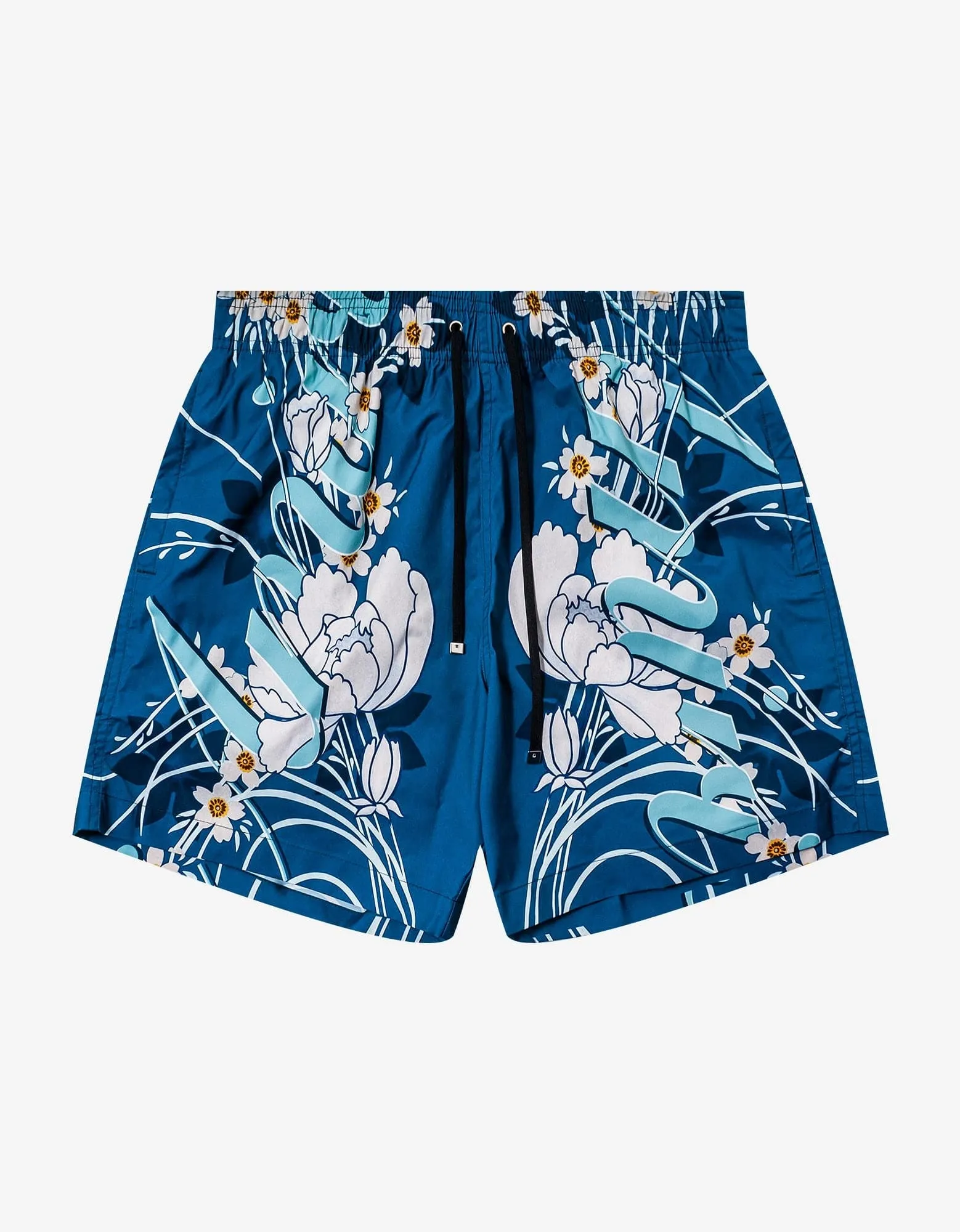 Amiri Blue Floral Amiri Swim Shorts sold by Zoo Fashions