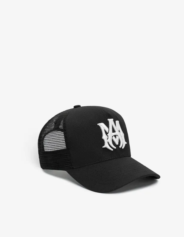 Amiri MA Logo Black Trucker Hat sold by Zoo Fashions
