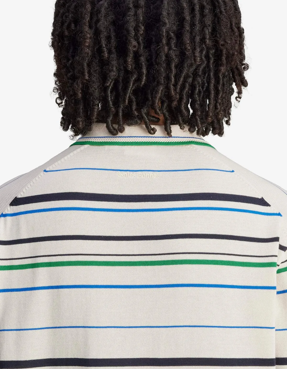 Wales Bonner x Adidas Wonder White Stripe Knit Polo Shirt sold by Zoo Fashions product image thumbnail 5