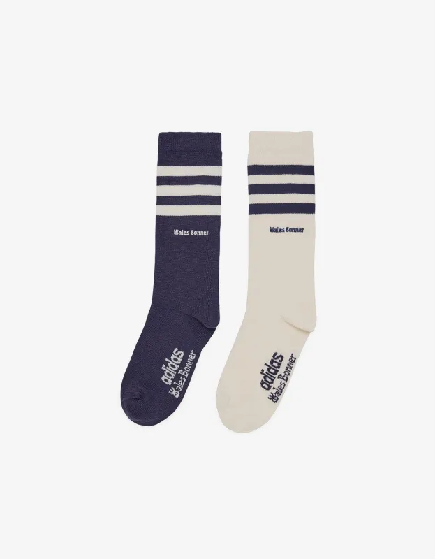 Wales Bonner x Adidas Blue 3S Socks made by Zoo Fashions