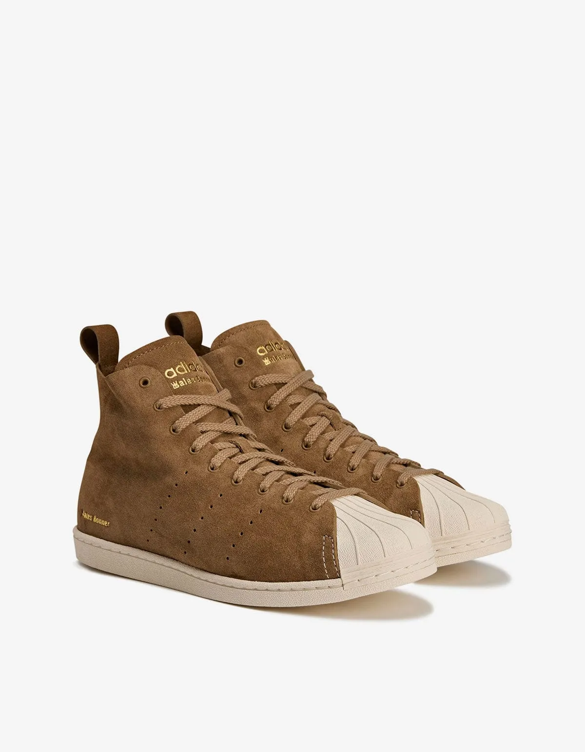 Wales Bonner x Adidas Brown WB Superstar Hi Trainers sold by Zoo Fashions