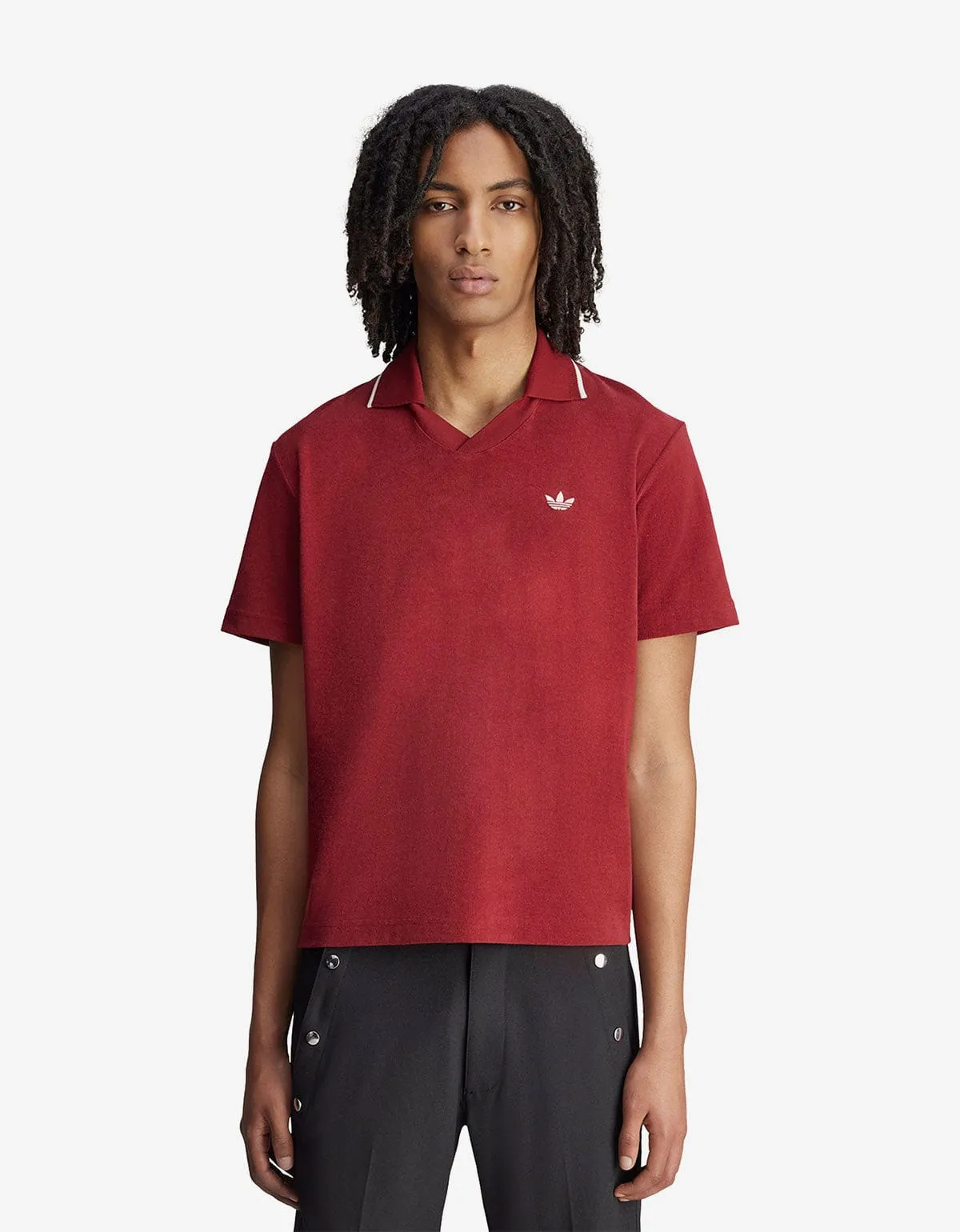 Wales Bonner x Adidas Collegiate Burgundy Polo Shirt sold by Zoo Fashions product image thumbnail 2