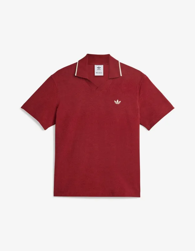 Wales Bonner x Adidas Collegiate Burgundy Polo Shirt sold by Zoo Fashions