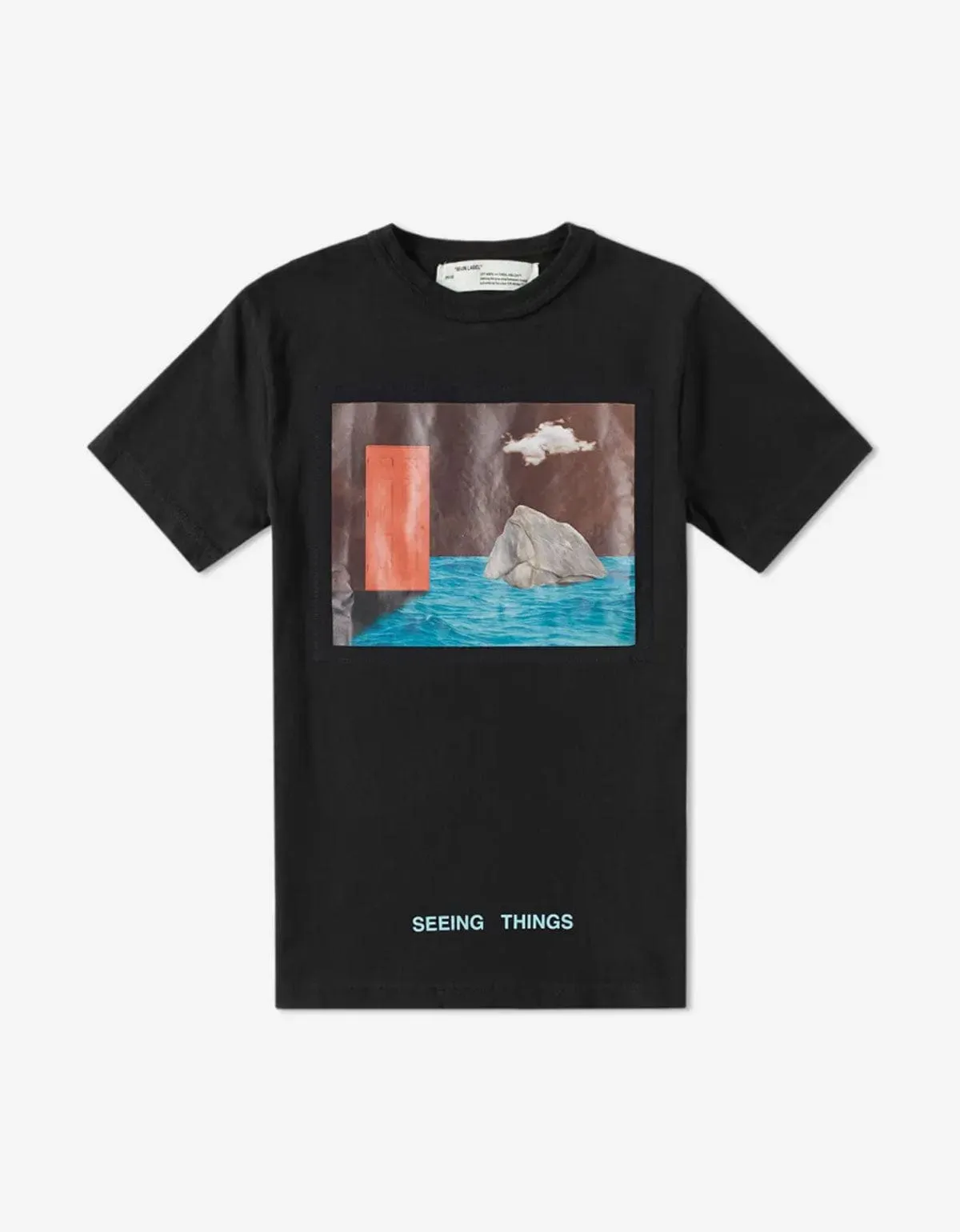 Off-White Black Door & Rock Print T-Shirt sold by Zoo Fashions