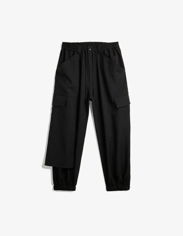 Y-3 Black Sport Uniform Cuffed Cargo Trousers sold by Zoo Fashions
