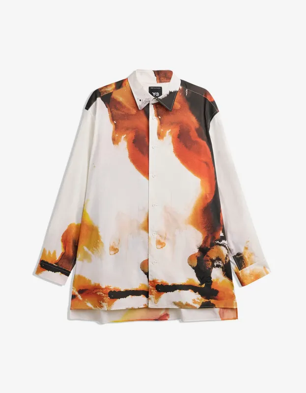 Y-3 White AOP Shirt sold by Zoo Fashions