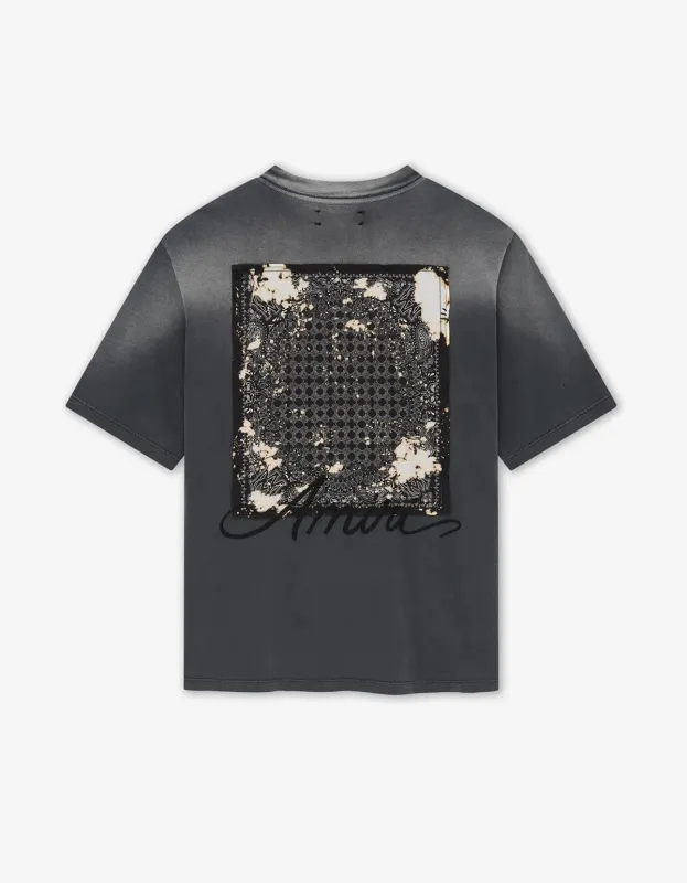 Amiri Black Bleach Bandana Patch T-Shirt sold by Zoo Fashions