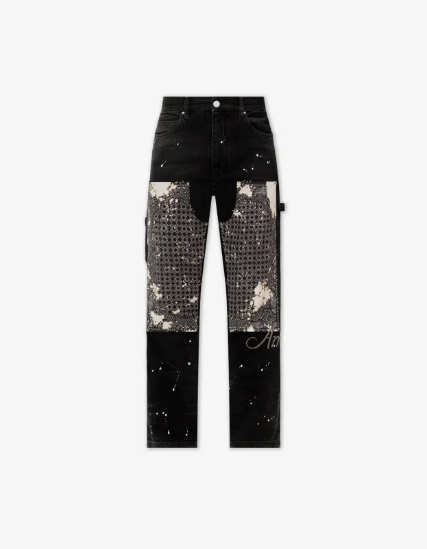 Amiri Black Bleach Bandana Carpenter Jeans sold by Zoo Fashions