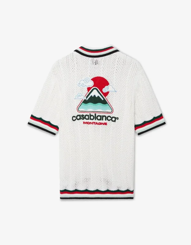Casablanca White Cotton Montagne Ondulee Crochet Shirt sold by Zoo Fashions
