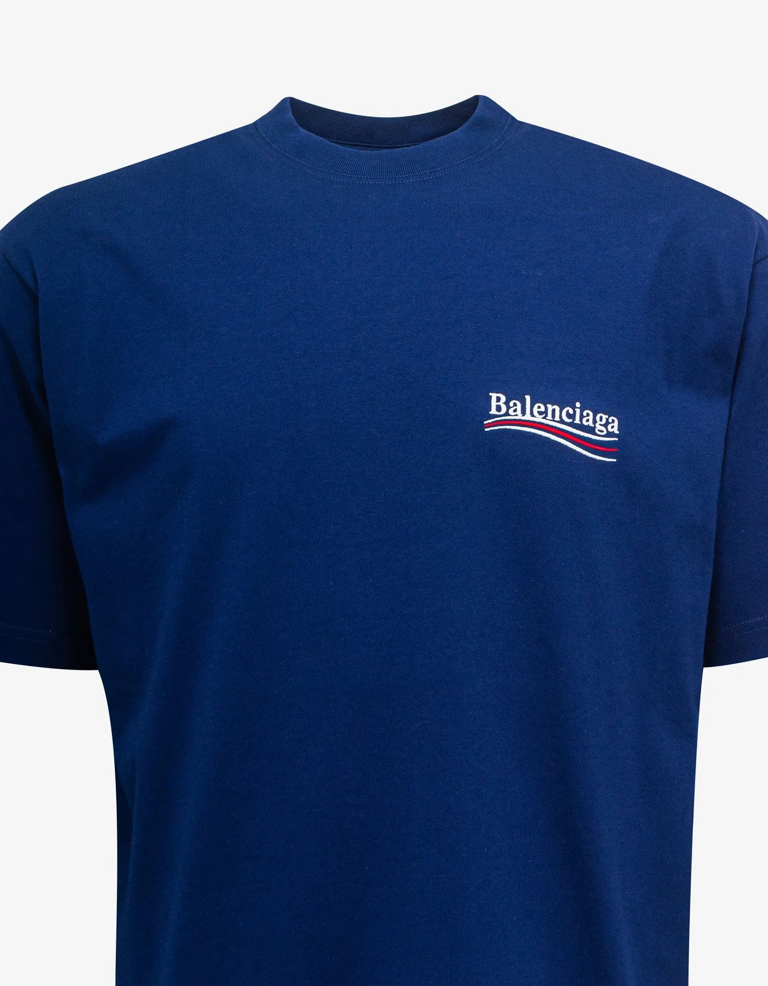 Balenciaga Blue Political Logo Large Fit T-Shirt sold by Zoo Fashions product image thumbnail 4