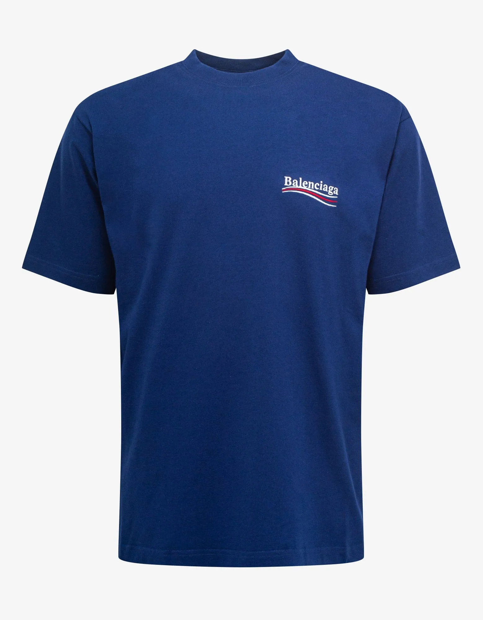 Balenciaga Blue Political Logo Large Fit T-Shirt sold by Zoo Fashions