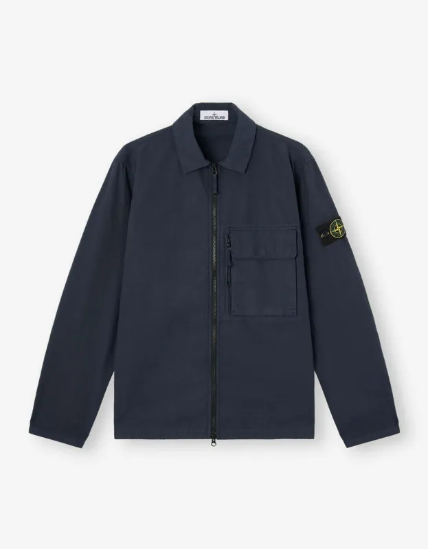 Stone Island Blue Canvas Weave Overshirt sold by Zoo Fashions