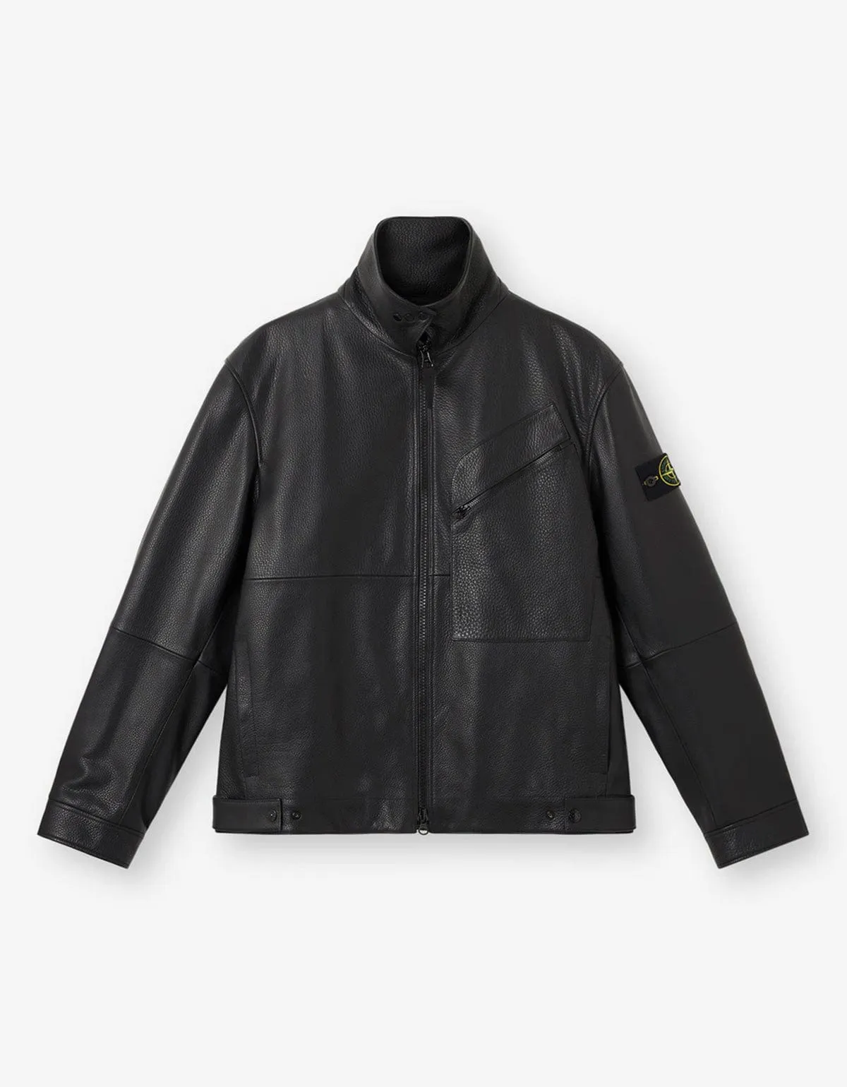 Stone Island Black Leather Coach Jacket sold by Zoo Fashions