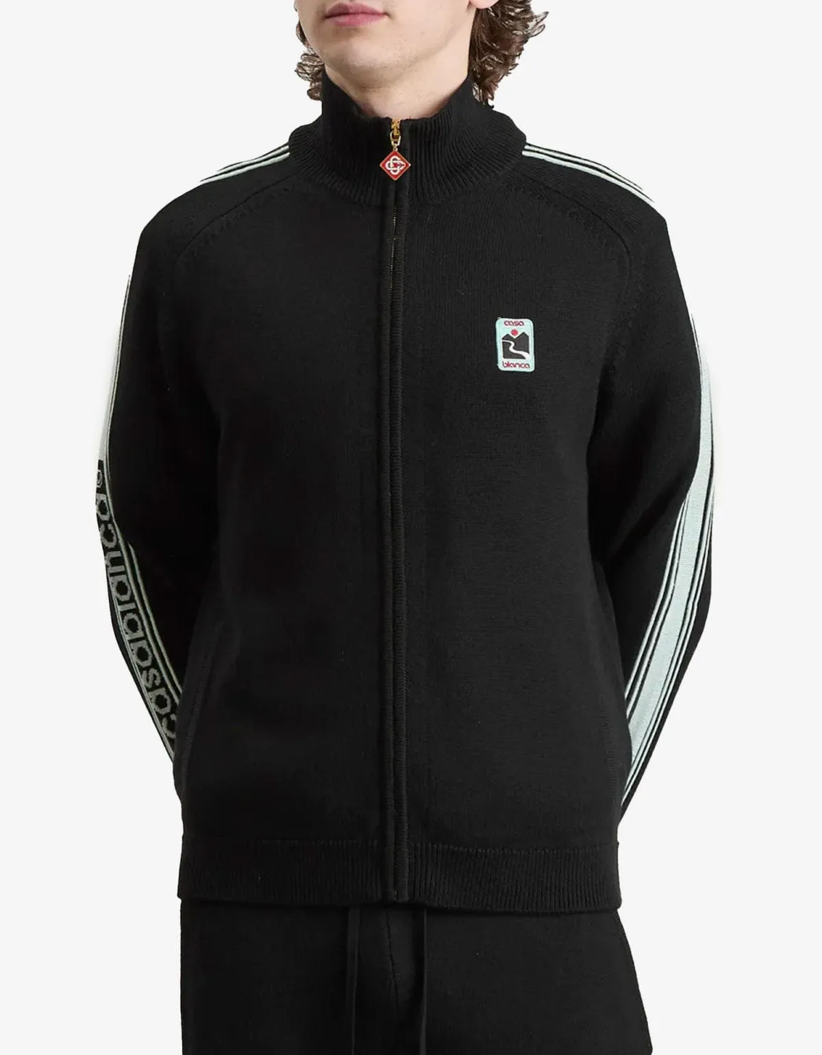 Casablanca Black Merino Wool Track Jacket sold by Zoo Fashions product image thumbnail 2