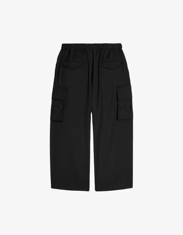 Y-3 Black Refined Wool Cargo Pants sold by Zoo Fashions