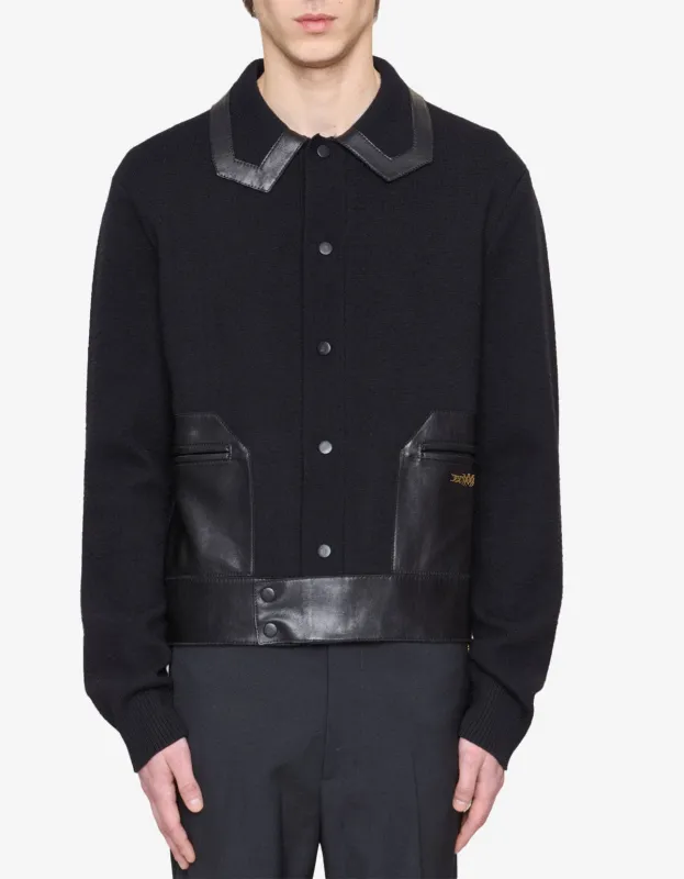 Amiri Black Leather Patch MA Cardigan made by AMIRI