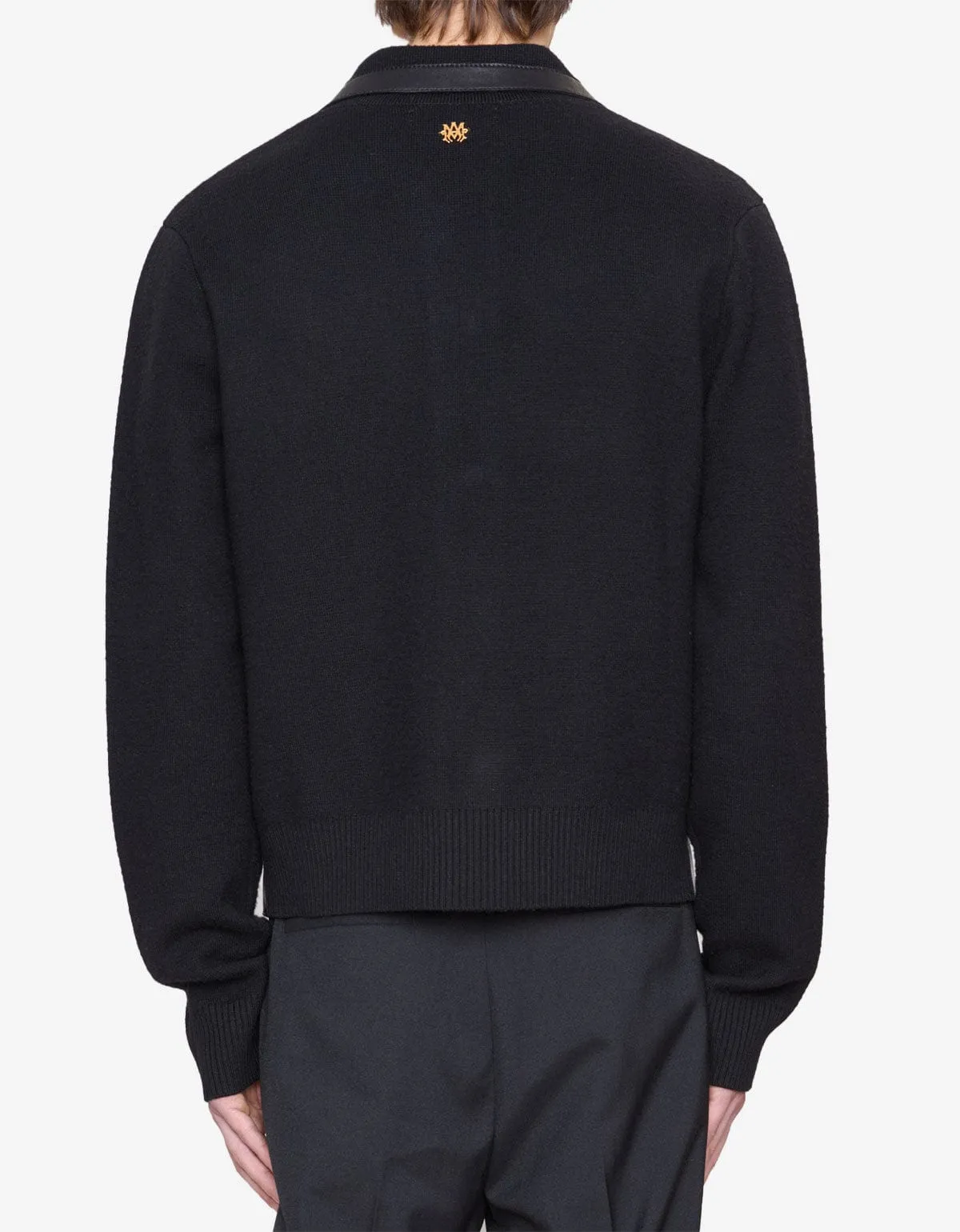 Amiri Black Leather Patch MA Cardigan sold by Zoo Fashions product image thumbnail 2