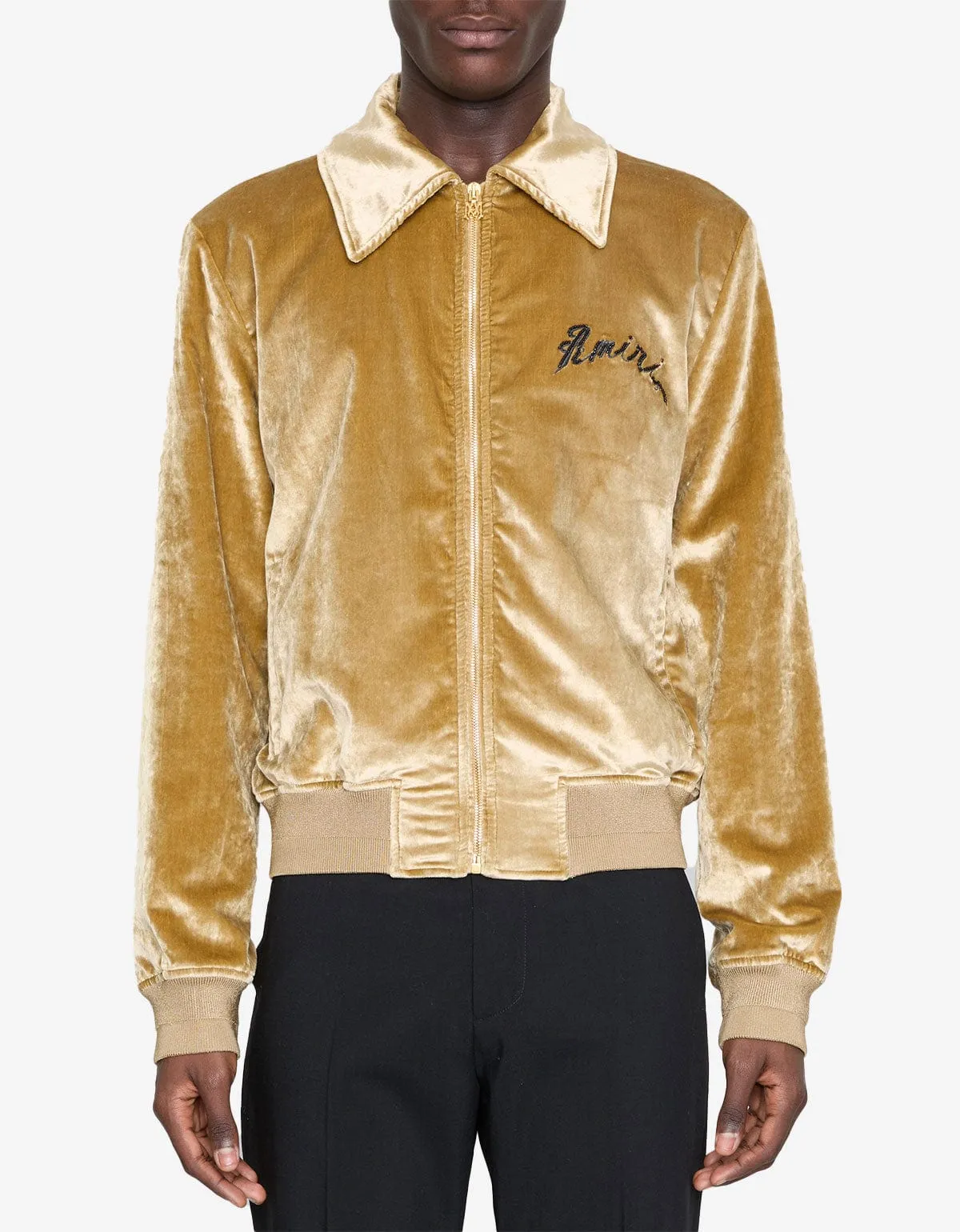 Amiri Gold Dragon Velvet Bomber sold by Zoo Fashions