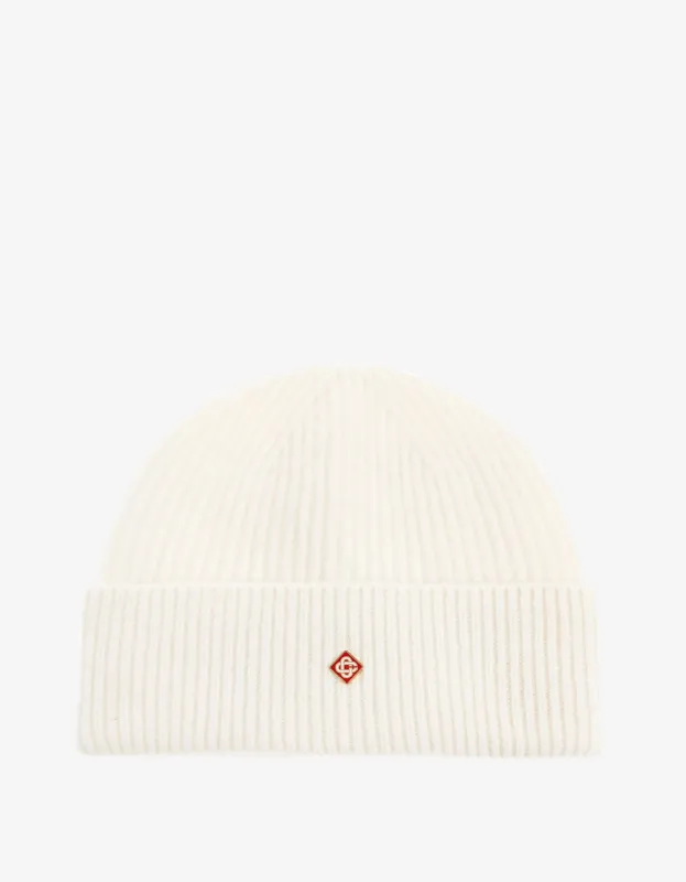 Casablanca White Cardigan Wool Beanie sold by Zoo Fashions