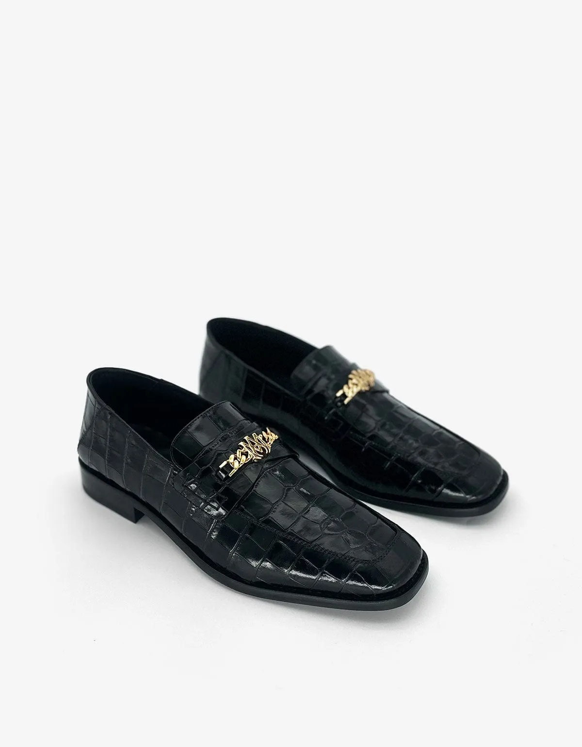 Amiri Black Croc MA Loafers sold by Zoo Fashions