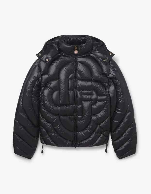 Casablanca Black Monogram Quilted Nylon Puffer Jacket sold by Zoo Fashions