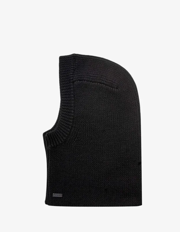 Saint Laurent Black Large Ribbed Wool Balaclava sold by Zoo Fashions