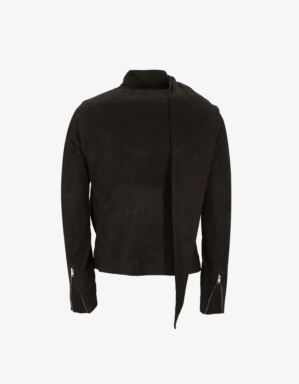 Rick Owens Wrap Bomber Black Leather Jacket - AW15 sold by Zoo Fashions product image thumbnail 3