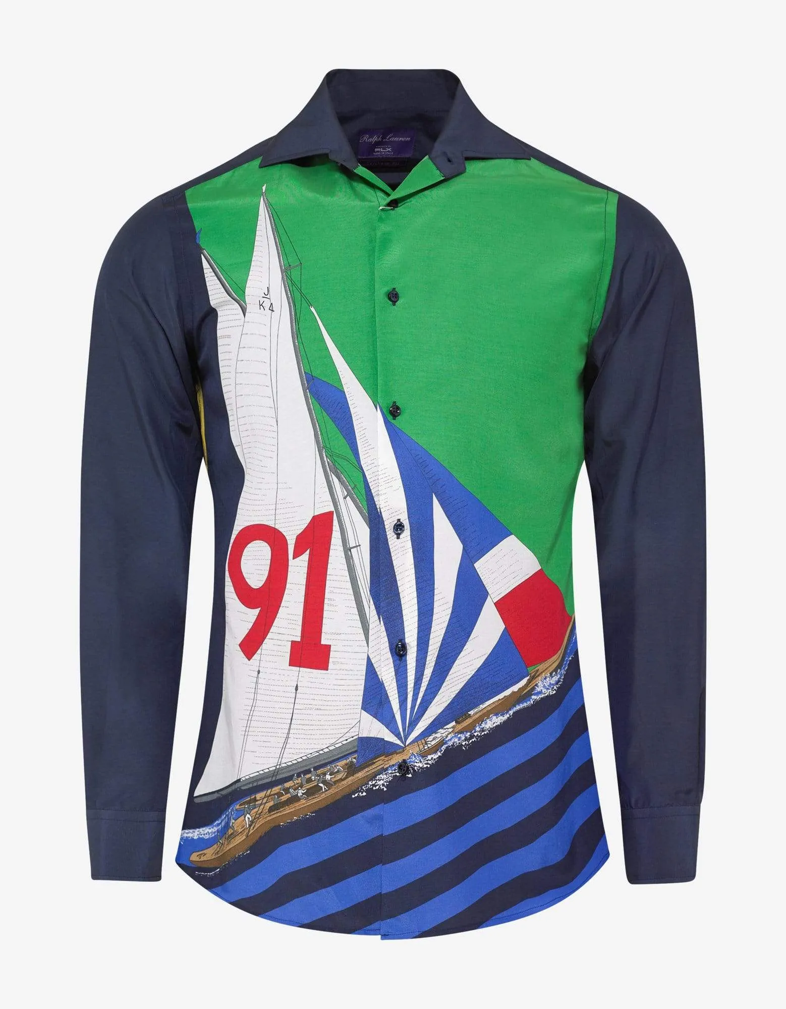 Ralph Lauren Purple Label Nautical Print Silk-Blend Shirt - SS19 sold by Zoo Fashions
