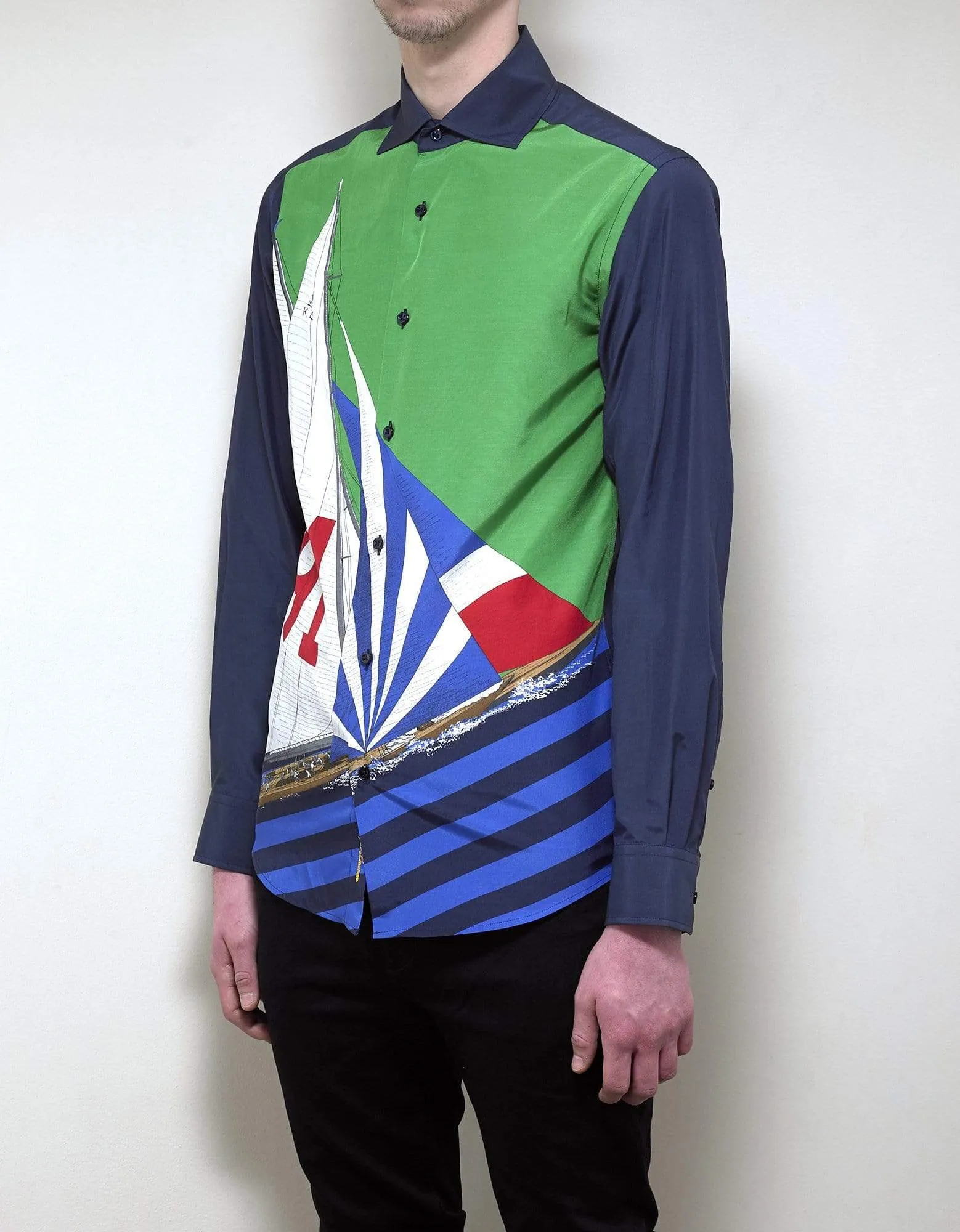 Ralph Lauren Purple Label Nautical Print Silk-Blend Shirt - SS19 sold by Zoo Fashions product image thumbnail 2