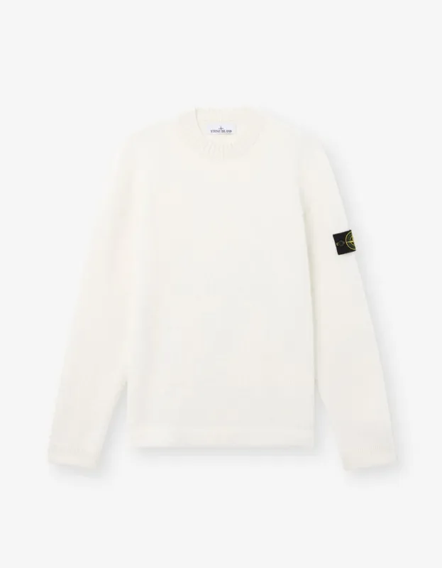 Stone Island White Compass Knit Sweater sold by Zoo Fashions