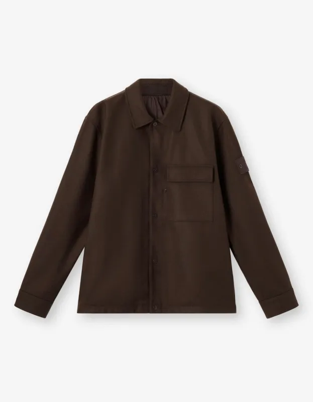 Stone Island Ghost Brown Wool Overshirt sold by Zoo Fashions