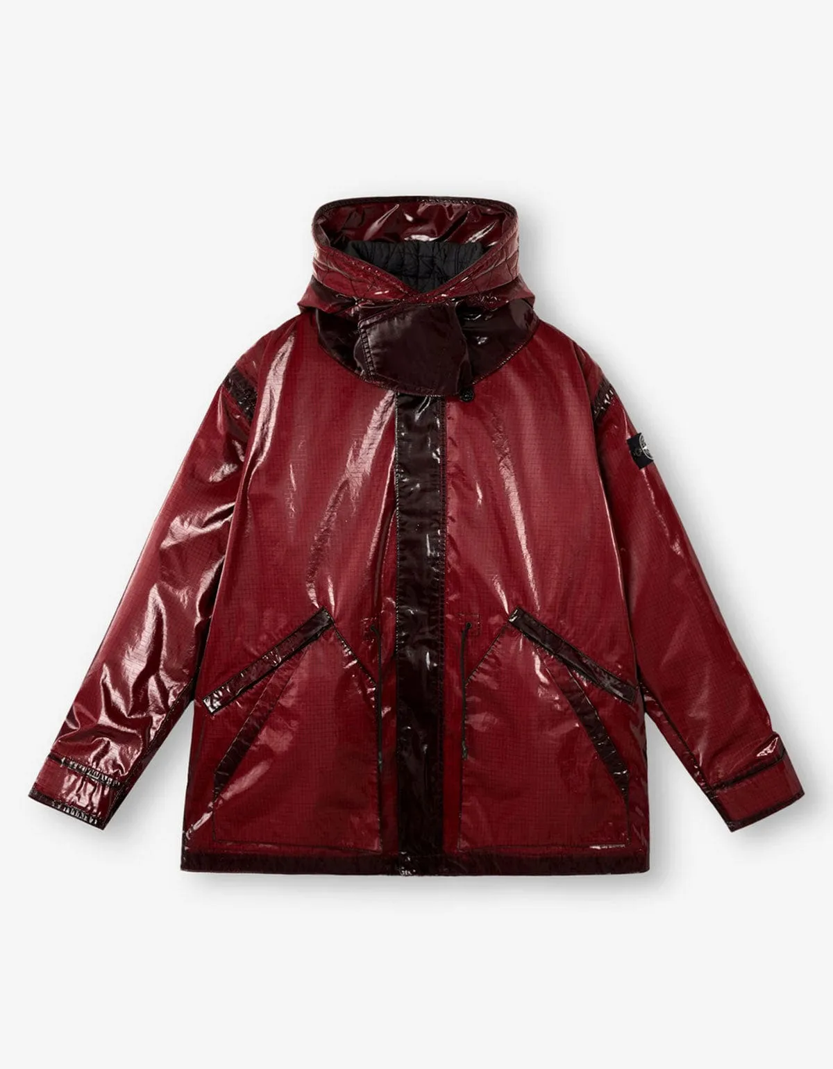 Stone Island Burgundy Uneven Ripstop Prismatico Parka sold by Zoo Fashions