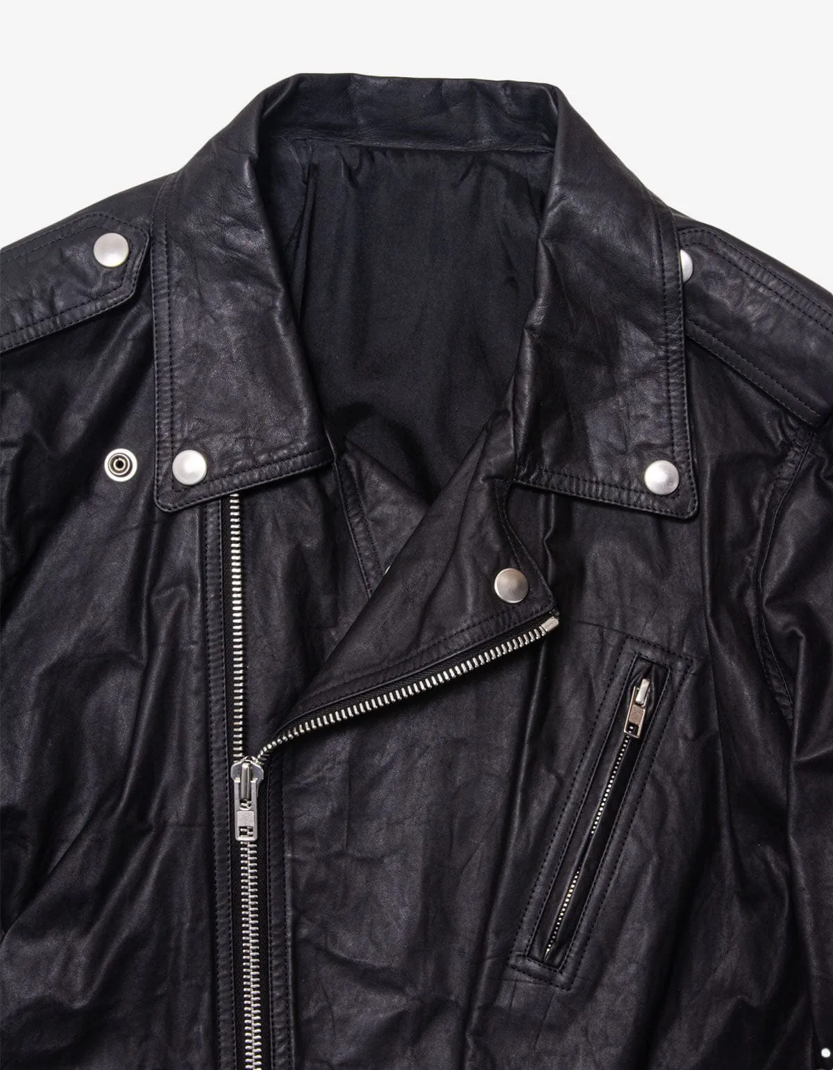 Rick Owens Black Zipped Stooges Leather Biker Jacket - SS16 sold by Zoo Fashions product image thumbnail 3