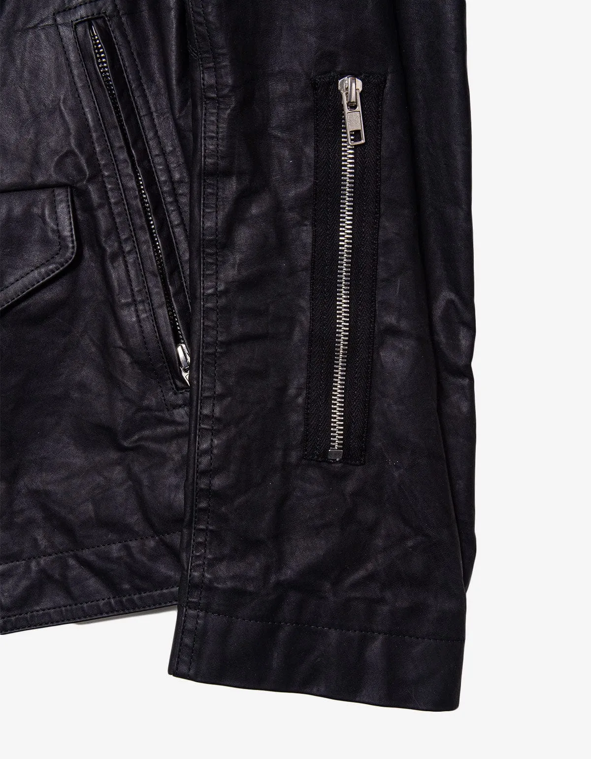 Rick Owens Black Zipped Stooges Leather Biker Jacket - SS16 sold by Zoo Fashions product image thumbnail 4