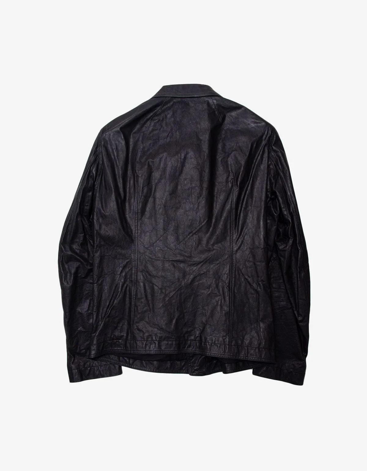 Rick Owens Black Zipped Stooges Leather Biker Jacket - SS16 sold by Zoo Fashions product image thumbnail 2
