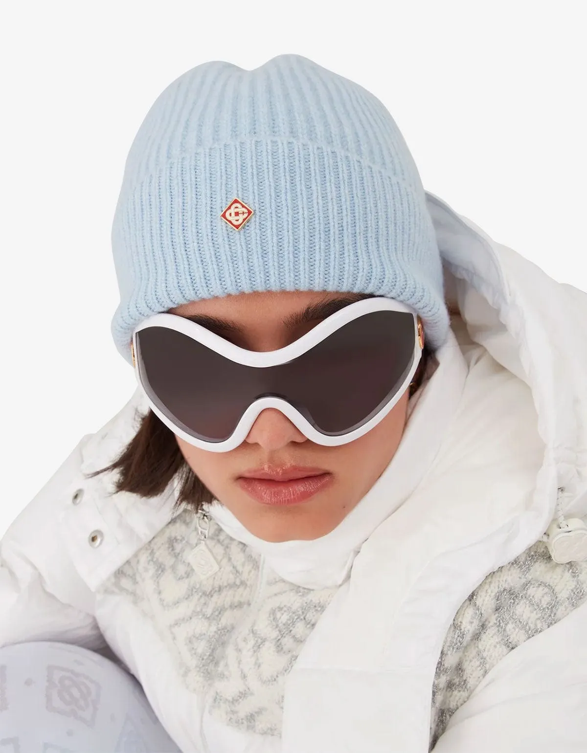 Casablanca Blue Wool Rib Beanie Hat sold by Zoo Fashions product image thumbnail 2