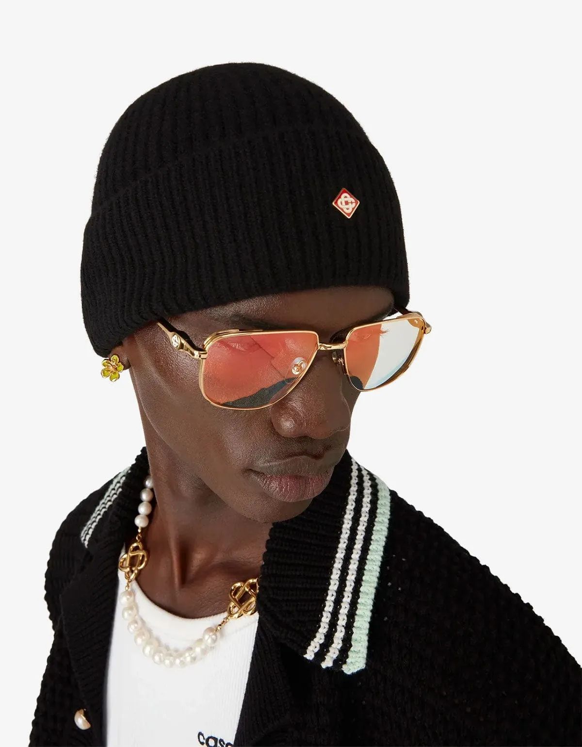 Casablanca Black Wool Rib Beanie Hat sold by Zoo Fashions product image thumbnail 2