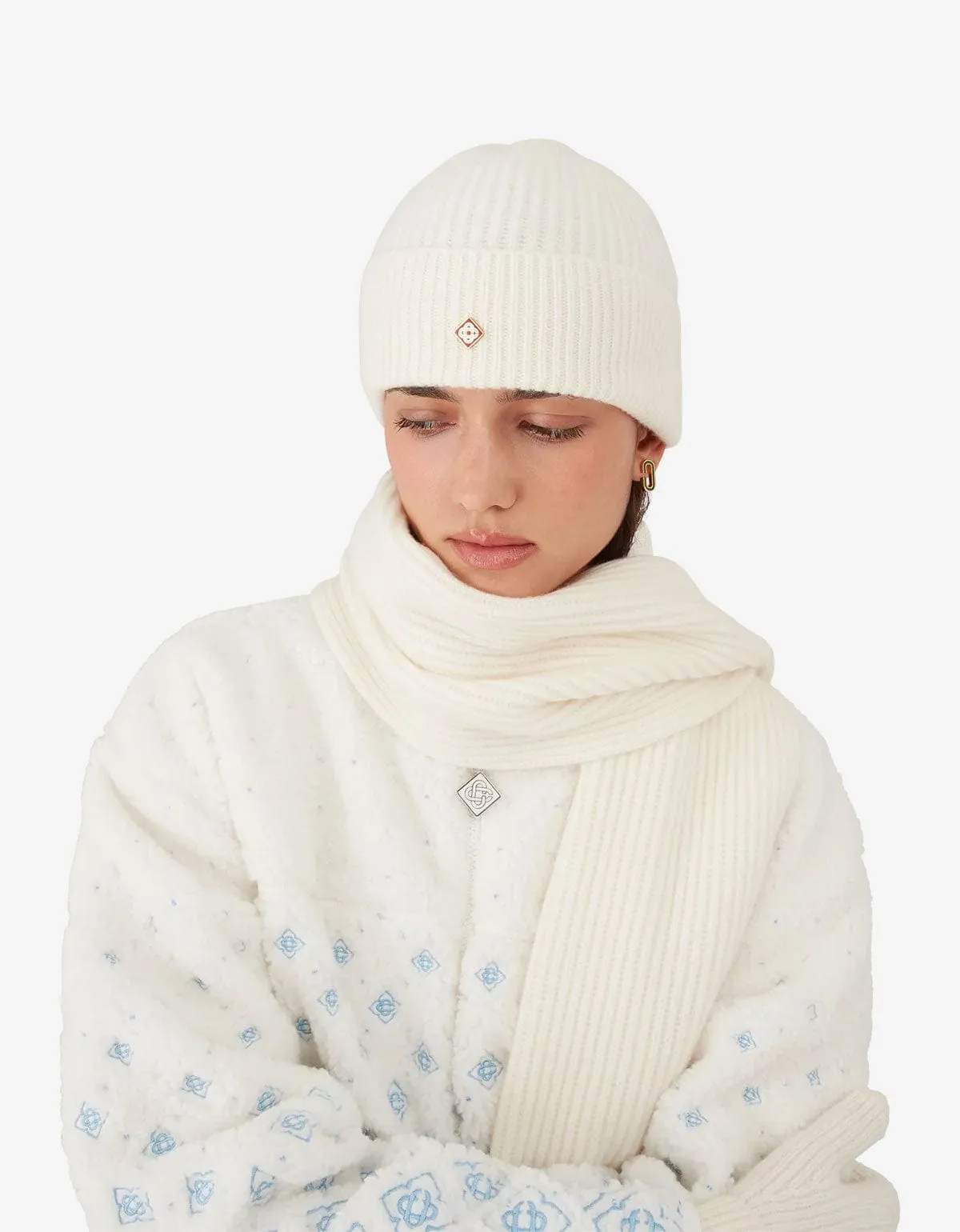 Casablanca White Rib Wool Beanie Hat sold by Zoo Fashions product image thumbnail 2