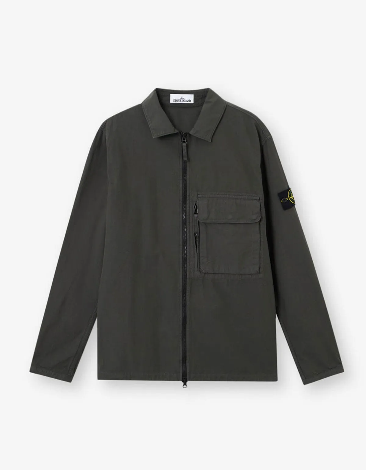 Stone Island Grey Canvas Weave Overshirt sold by Zoo Fashions
