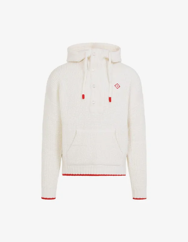 Casablanca White Waffle Knit Hoodie sold by Zoo Fashions