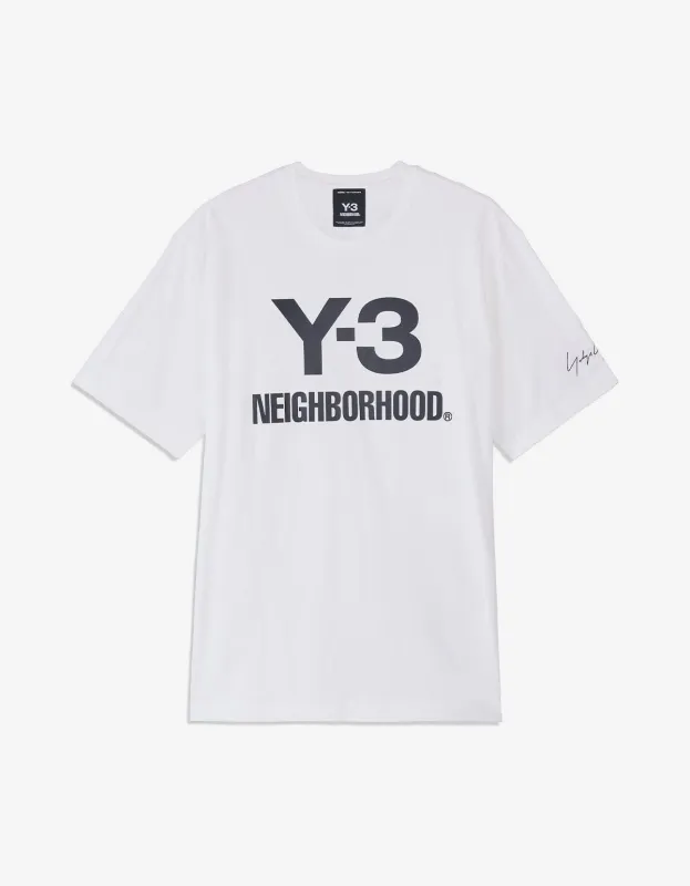Y-3 Neighborhood White Logo T-Shirt sold by Zoo Fashions