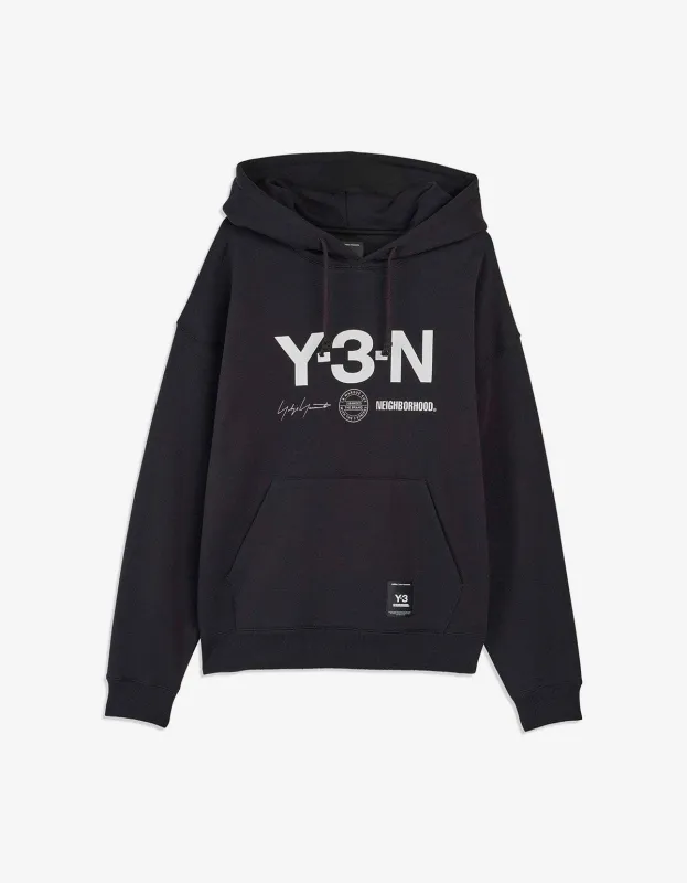 Y-3 Neighborhood Black Graphic Hoodie sold by Zoo Fashions