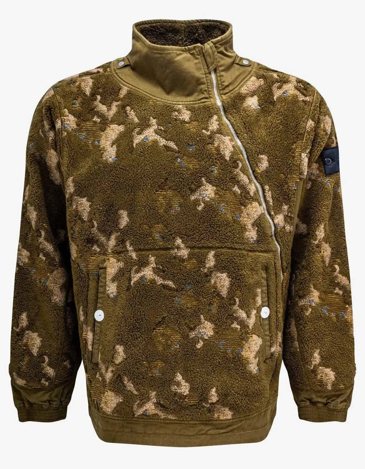 Stone Island Shadow Project Khaki Camo Fleece Sweater sold by Zoo Fashions
