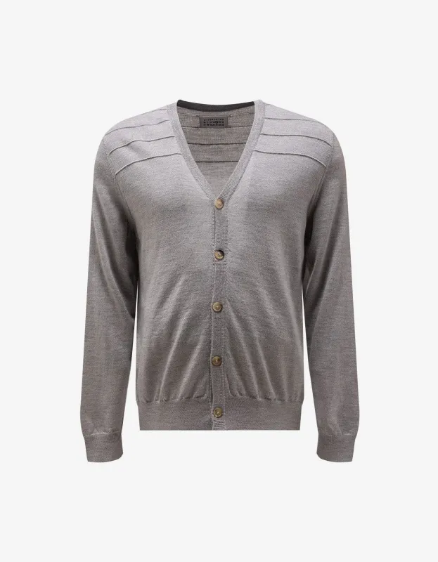 Maison Martin Margiela Grey Pleated Cardigan sold by Zoo Fashions