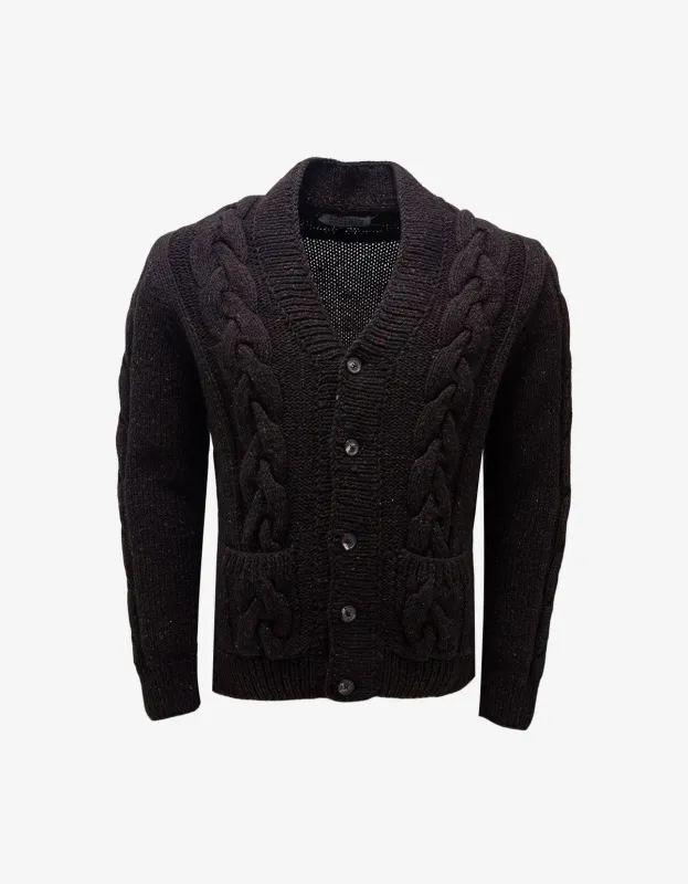 Maison Martin Margiela Brown Cable Knit Cardigan sold by Zoo Fashions