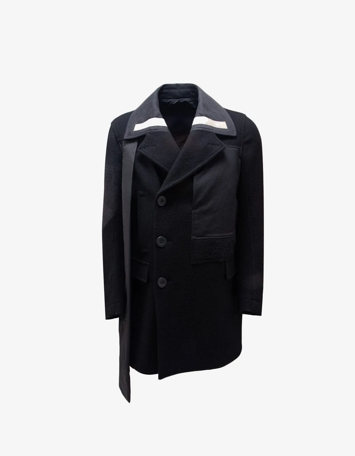 Rick Owens Black Wool Caped Peacoat - AW15 sold by Zoo Fashions
